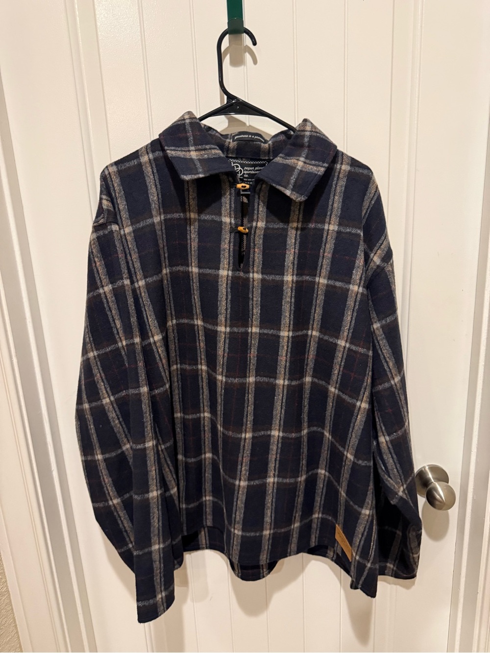 Men's Navy Plaid Half-Zip Pullover - Unbranded